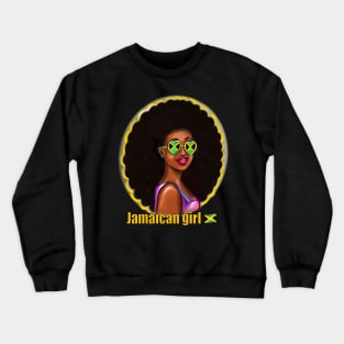 Jamaican girl I with Jamaica flag  colors colours shades big natural afro hair. The best Gifts for black women 2022 Jamaica Crewneck Sweatshirt